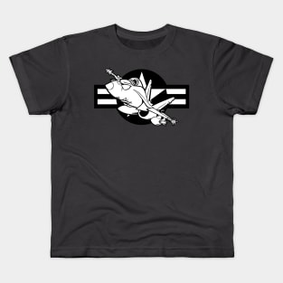 Cartoon Military Fighter Jet Illustration with U.S. Aviation Roundel Kids T-Shirt